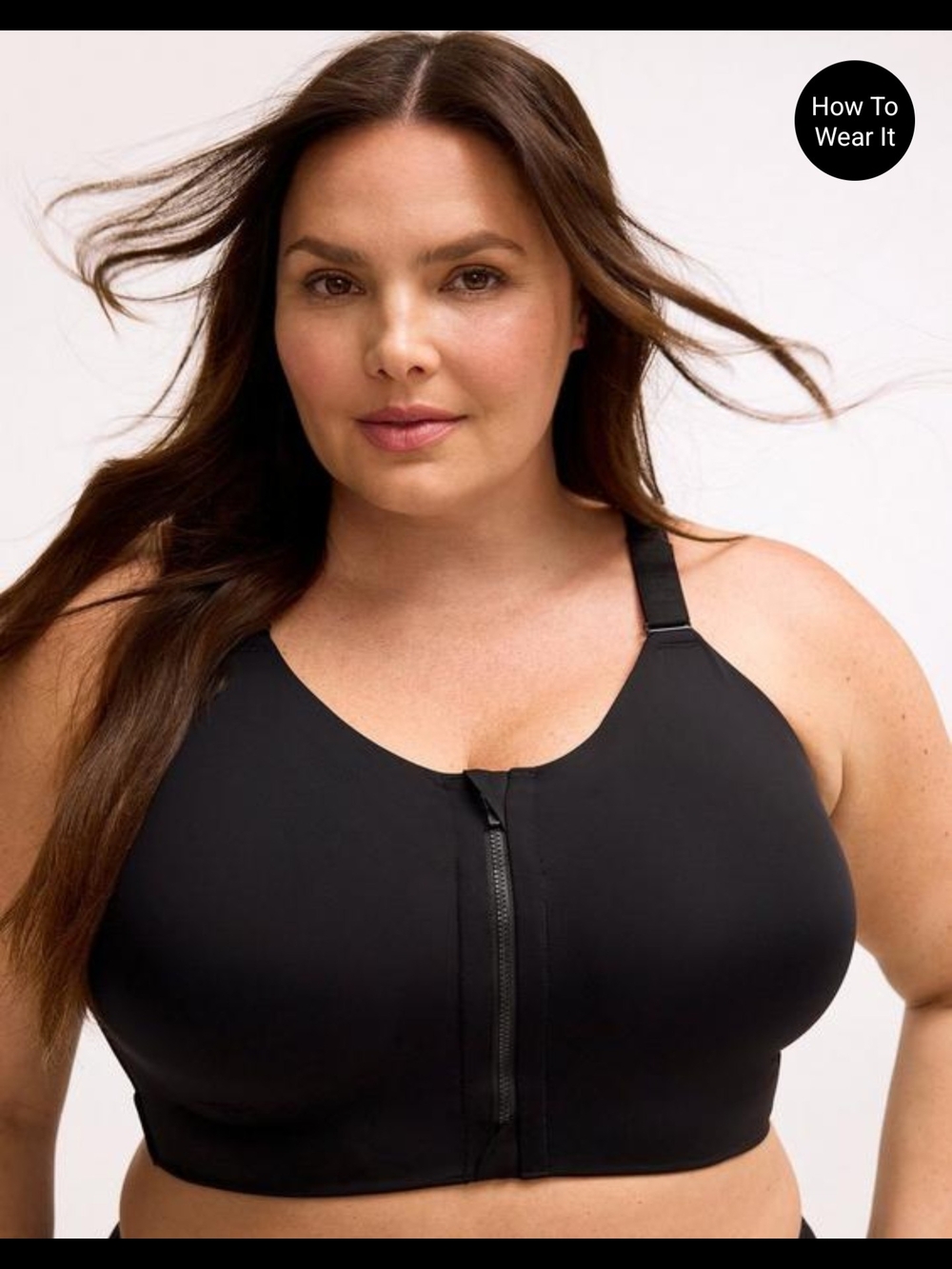 Torrid High Impact Wireless Front-Zip Black Active Sports Bra 40DD